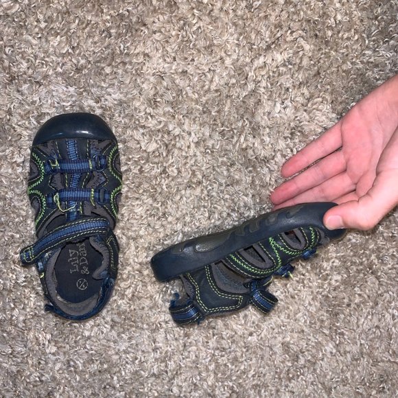 Lily and Dan Blue, Green, and Grey Kids Sandals Size 7/8 - Picture 2 of 6